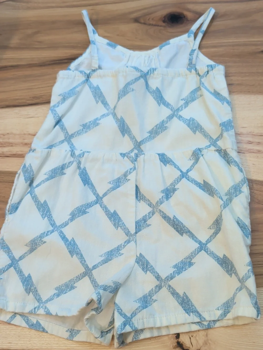 GAP Cream and Light Blue Patterned Girls One-Piece Romper